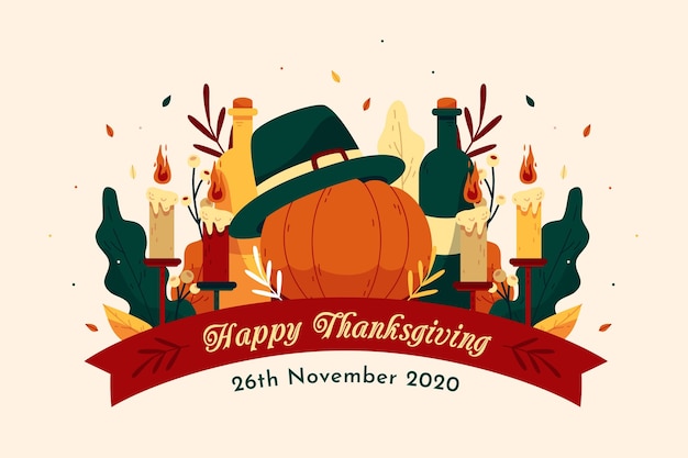 Gratis vector platte ontwerp thanksgiving achtergrond