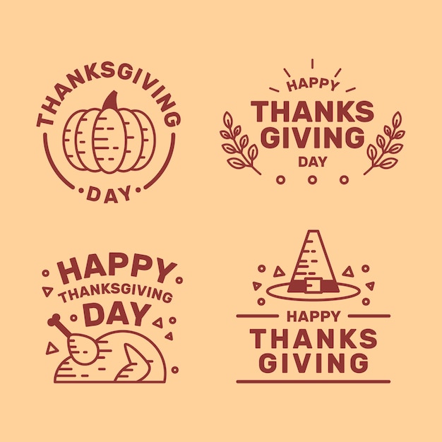 Platte ontwerp thanksgiving badge collectie