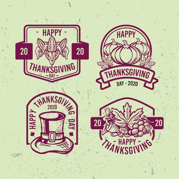 Platte ontwerp thanksgiving badge collectie