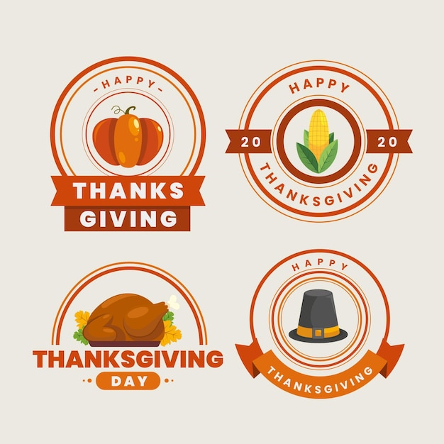 Gratis vector platte ontwerp thanksgiving badge collectie