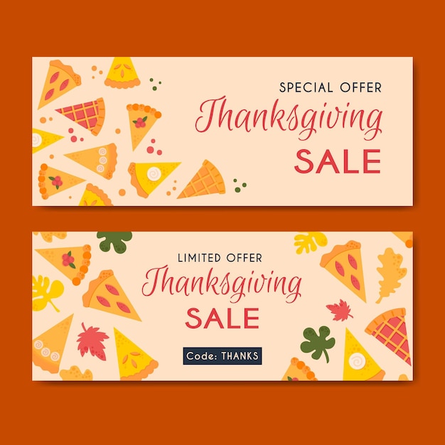 Platte ontwerp thanksgiving banners sjabloon