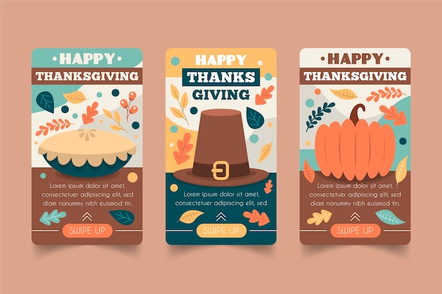 Platte ontwerp thanksgiving instagramverhalen instellen