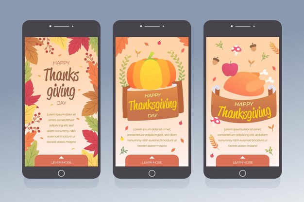 Platte ontwerp thanksgiving instagramverhalen