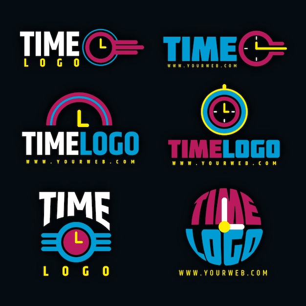 Platte ontwerp tijd logo collectie