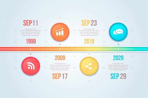 Platte ontwerp tijdlijn infographic