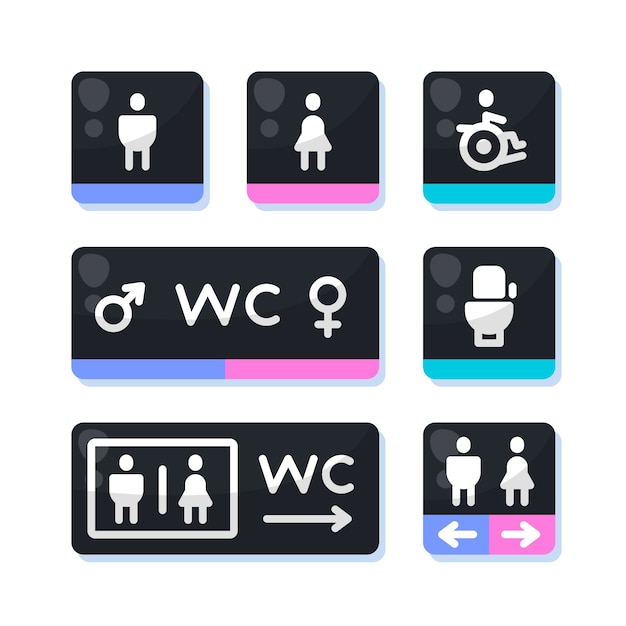 Platte ontwerp toilet pictogrammen label collectie