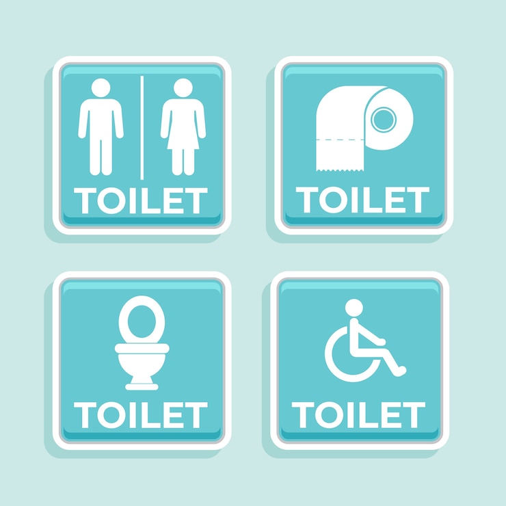Gratis Vector platte ontwerp toilet pictogrammen ontwerp