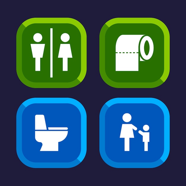 Gratis vector platte ontwerp toilet pictogrammen ontwerp