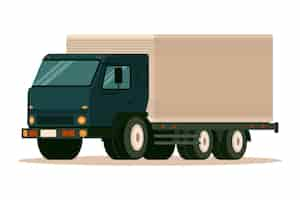 Gratis vector platte ontwerp transport vrachtwagen levering illustratie