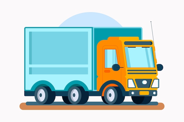 Gratis vector platte ontwerp transportvrachtwagen geïllustreerd