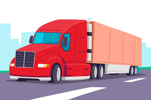 Gratis vector platte ontwerp transportvrachtwagen illustratie