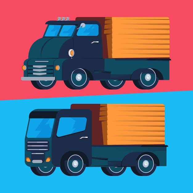 Gratis vector platte ontwerp transportvrachtwagen illustratie