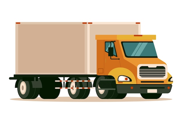 Gratis vector platte ontwerp transportvrachtwagen levering