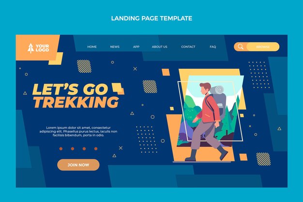 Platte ontwerp trekking bestemmingspagina