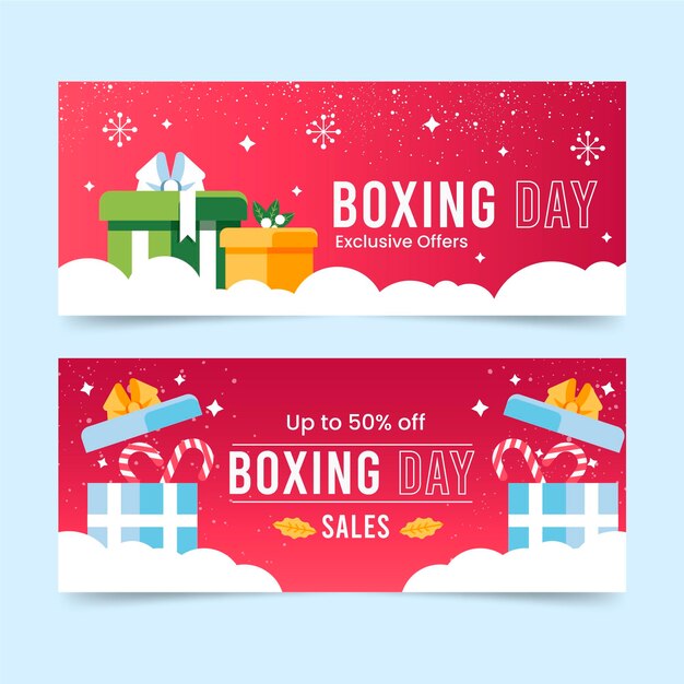 Platte ontwerp tweede kerstdag verkoop banners sjabloon