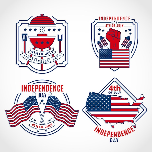 Platte ontwerp usa onafhankelijkheidsdag badges