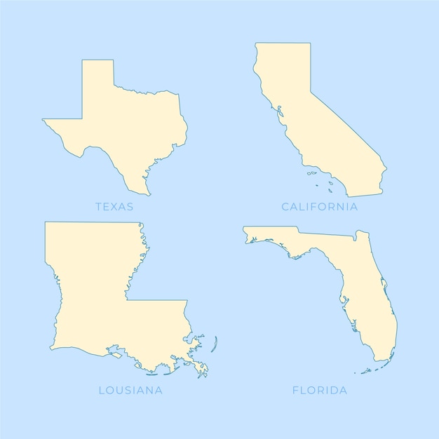 Platte ontwerp usa staten overzichtskaart