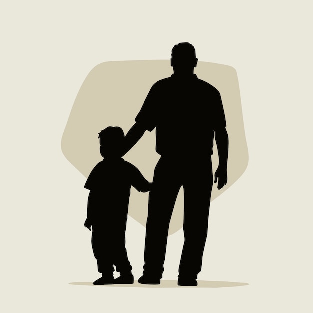 Gratis vector platte ontwerp vader en zoon silhouet