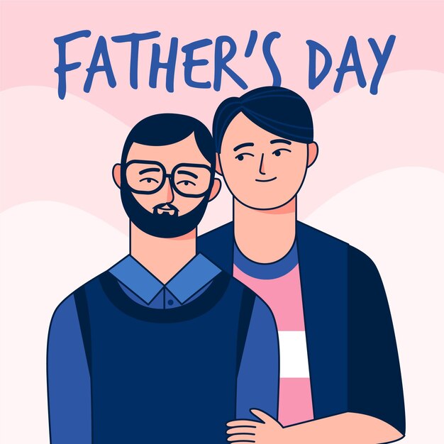 Platte ontwerp vaderdagbehang met vader en zoon
