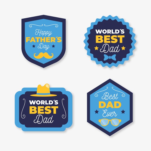 Platte ontwerp vaders dag badges collectie