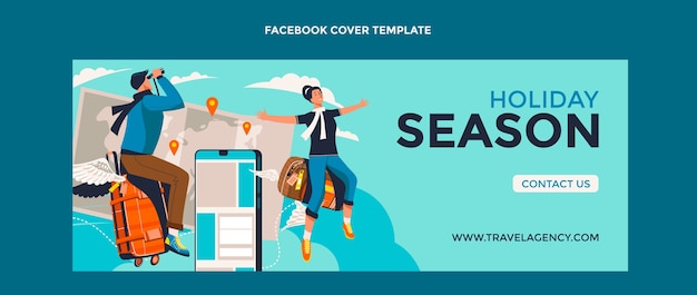 Gratis vector platte ontwerp vakantieseizoen facebook cover