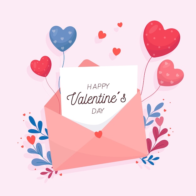 Gratis vector platte ontwerp valentijnsdag achtergrond concept