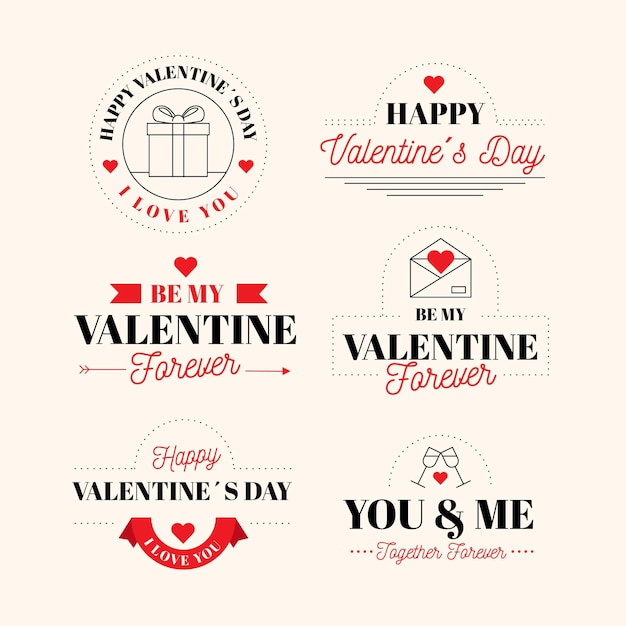 Gratis vector platte ontwerp valentijnsdag badge collectie