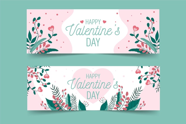 Platte ontwerp Valentijnsdag banners sjabloon