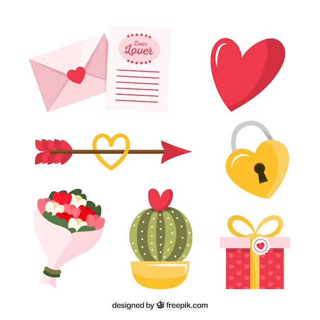 Gratis vector platte ontwerp valentijnsdag element collectie