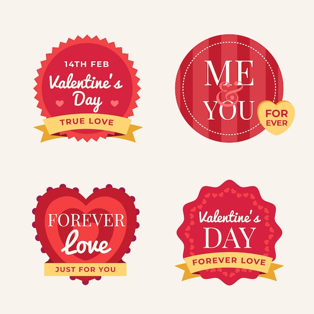 Platte ontwerp valentijnsdag label set