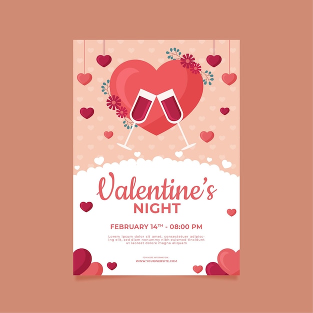 Gratis vector platte ontwerp valentijnsdag partij folder sjabloon