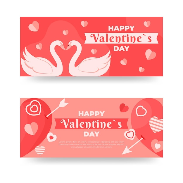 Platte ontwerp valentijnsdag verkoop banners sjabloon