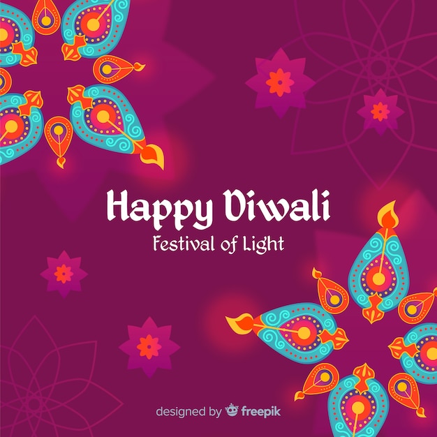 Gratis vector platte ontwerp van diwali achtergrond