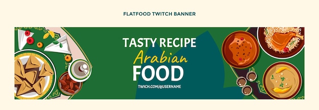 Platte ontwerp van food twitch banner