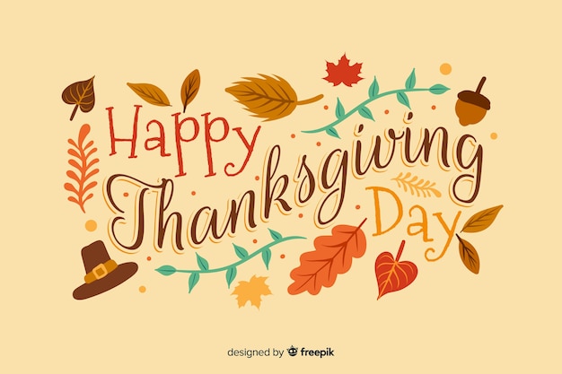 Gratis vector platte ontwerp van gelukkige thanksgiving achtergrond