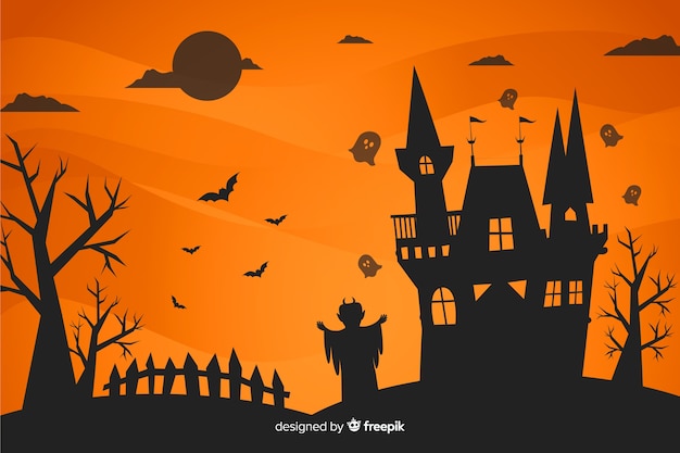 Platte ontwerp van halloween-achtergrond