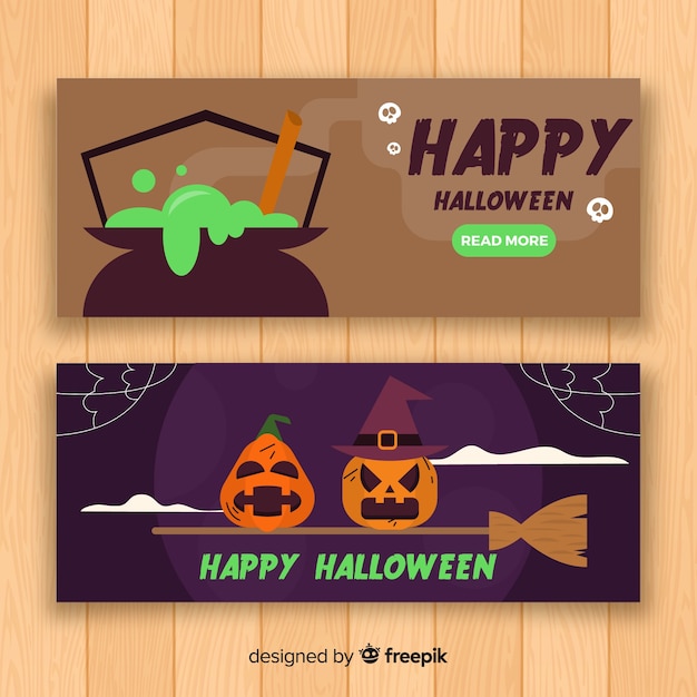 Gratis vector platte ontwerp van halloween banner
