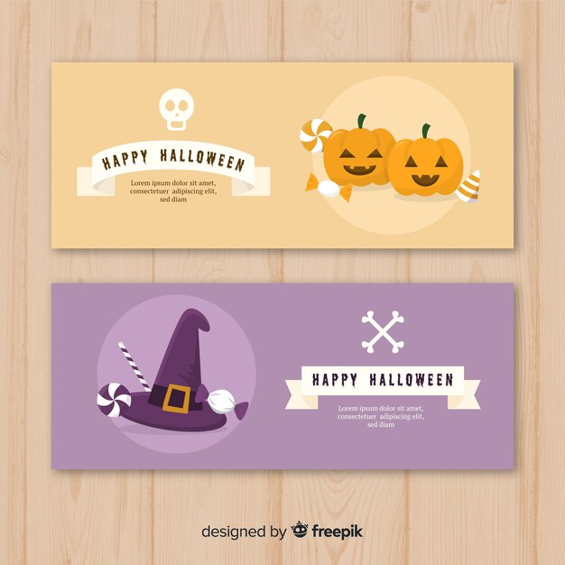 Platte ontwerp van halloween banners