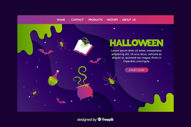 Platte ontwerp van halloween bestemmingspagina