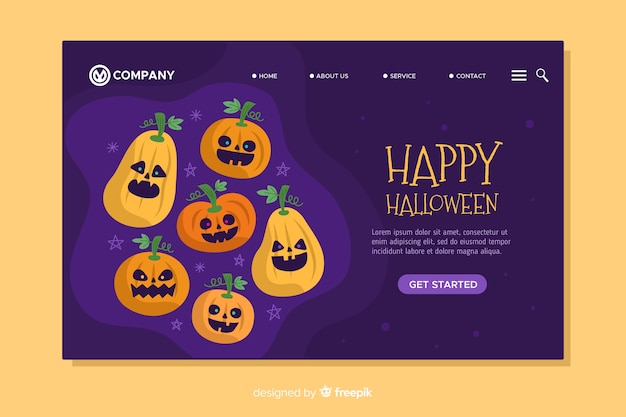 Platte ontwerp van halloween bestemmingspagina