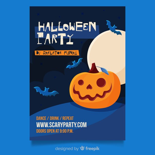 Platte ontwerp van halloween party folder sjabloon