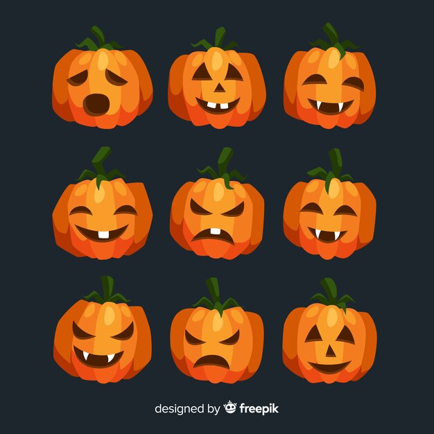 Platte ontwerp van halloween pompoen collectie