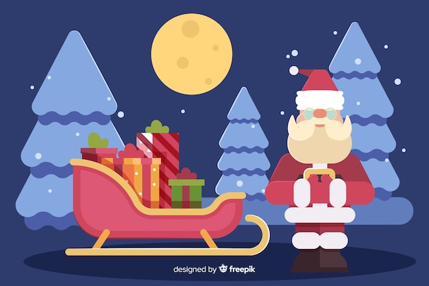 Gratis vector platte ontwerp van kerstmis achtergrond