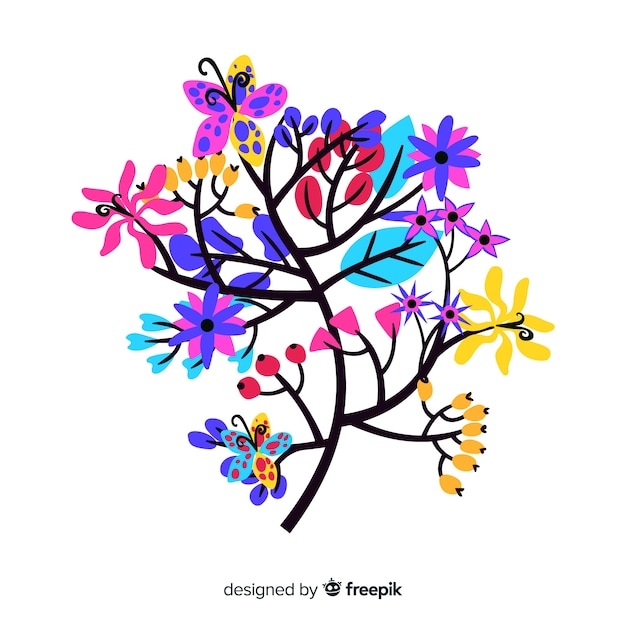 Platte ontwerp van kleurrijke bloementak
