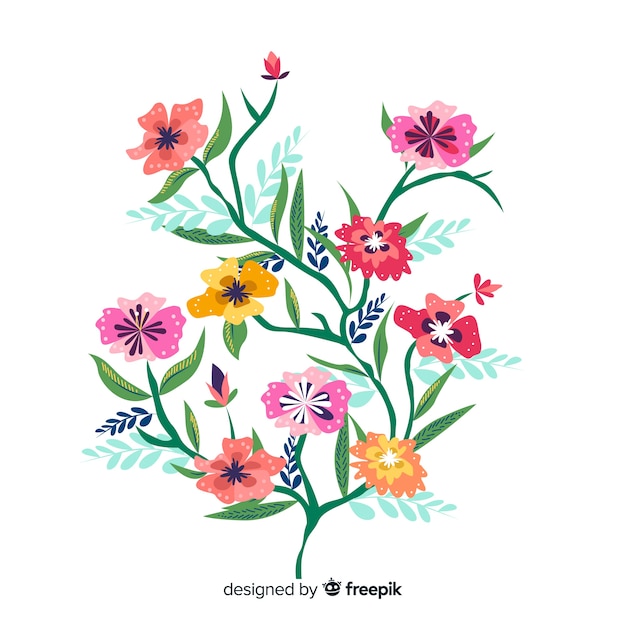 Platte ontwerp van kleurrijke bloementak