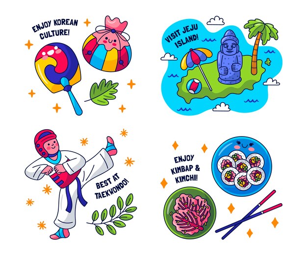 Platte ontwerp van korea cultuurstickers