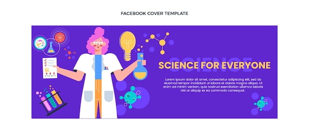 Gratis vector platte ontwerp van wetenschap facebook cover