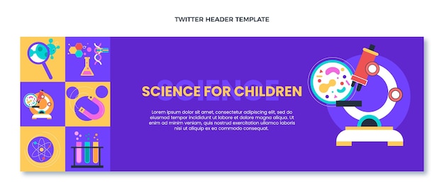 Platte ontwerp van wetenschap twitter header