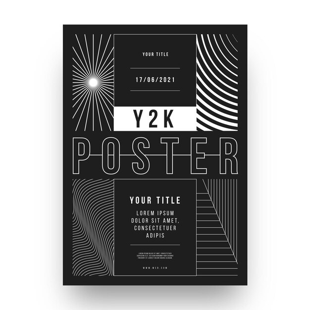 Platte ontwerp van y2k poster