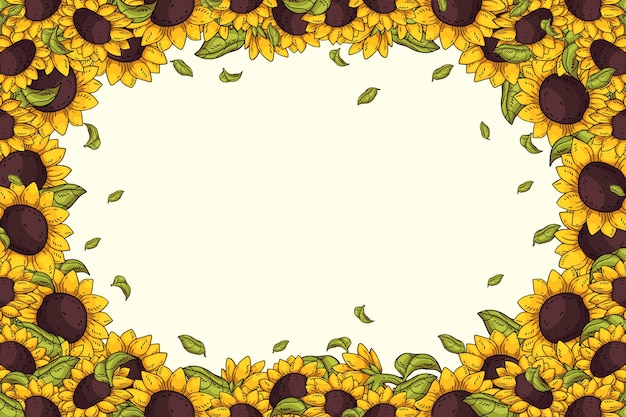 Gratis vector platte ontwerp van zonnebloem frame